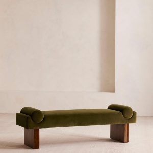 Olive Velvet Esther Bench